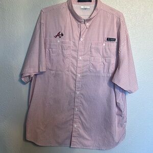 Mens Atlanta Braves Columbia Anti-shade short sleeve shirt